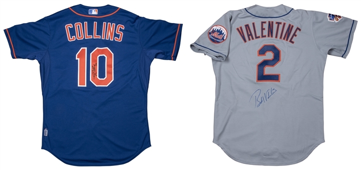 New York Mets Managers (Valentine & Collins) - Game Used and Signed Jerseys Lot of (2) (PSA/DNA PreCert, MLB Authenticated & Mets LOA)